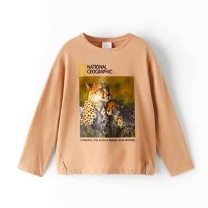 Zara National Geographic Cheetah shirt Size 13-14 Juniors NEW